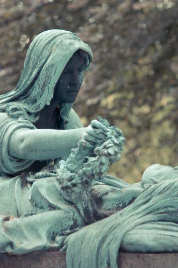 Cemetery Pere Lachaise in Paris, graves and sculptures